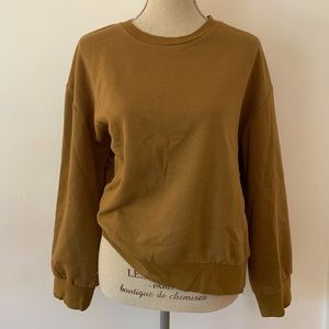ZARA Tan Cozy Fleece Lined Crewneck